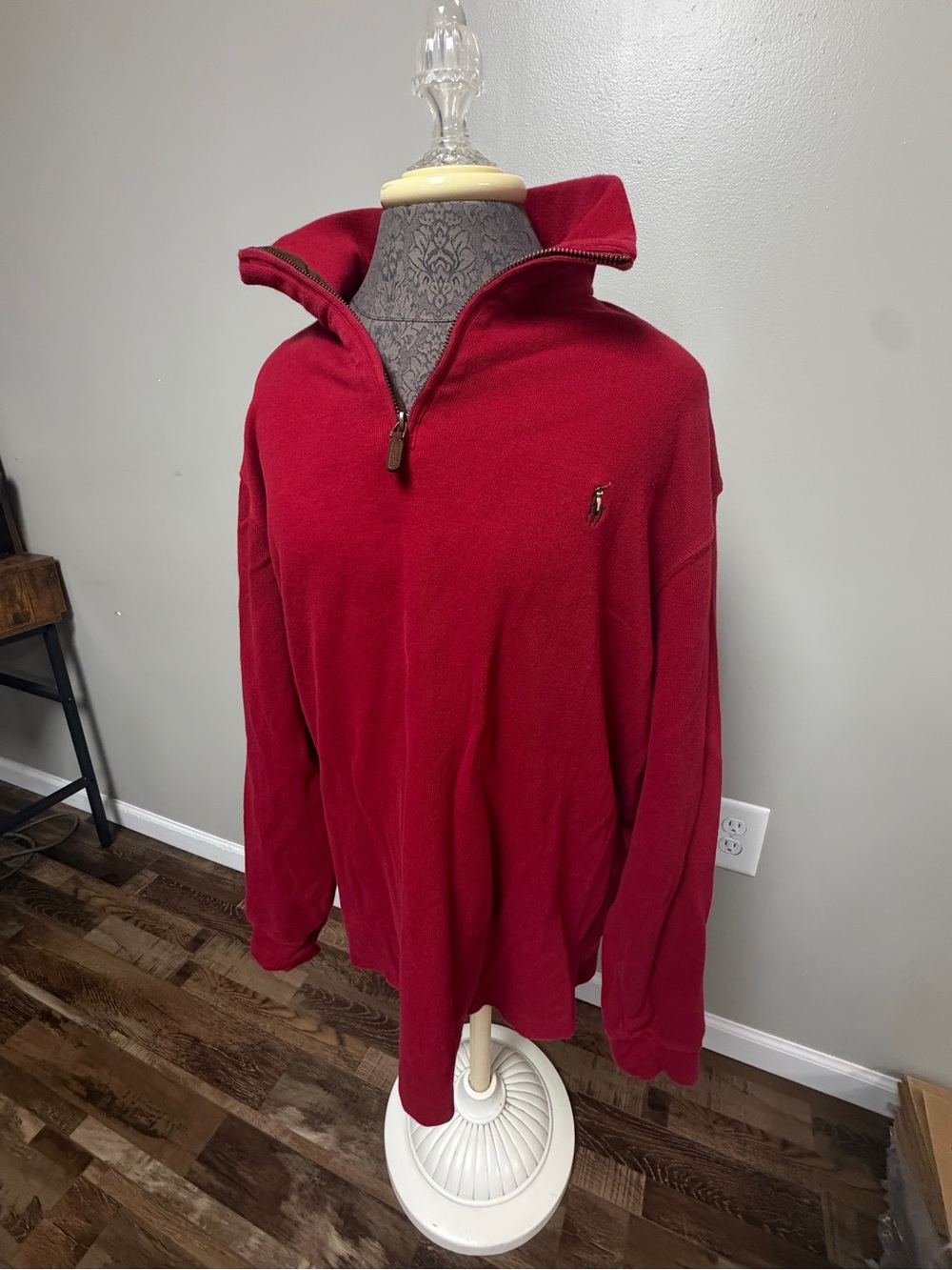 Ralph Lauren Men’s Red Quarter-Zip Pullover Sweater